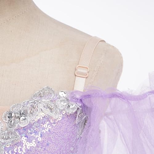 ODASDO Kids Ballet Leotard with Tutu Skirt and Sequin Camisole Dress for Performances