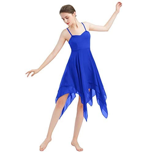 ODASDO Women's Modern Lyrical Dance Spaghetti Strap Chiffon Dress