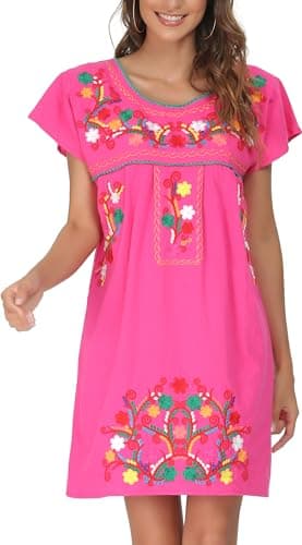 Mexican Embroidered Dress for Women