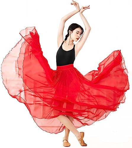 ORIDOOR Graduated Color 35" Lyrical Dance Skirt for Women