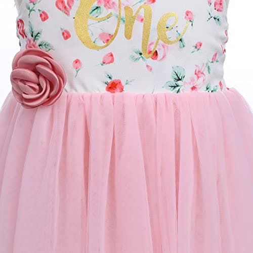 Boho Floral Backless Tulle Dress with Flower Headband for Baby Girl Toddler Kids 1st/2nd Birthday Party
