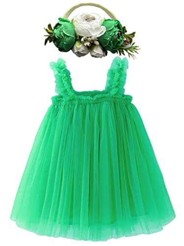 Rainbow Tutu Dress with Flower Headband for Toddlers