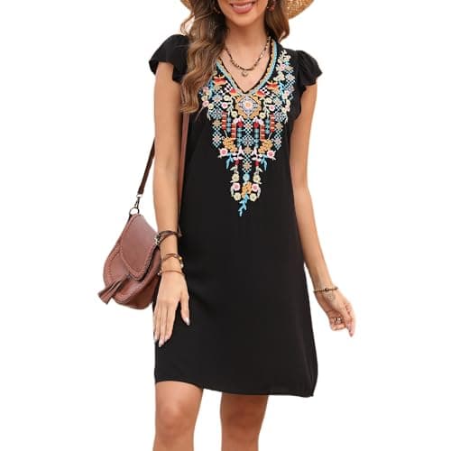 Slim Fit Women's Mexican Embroidered Fiesta Dress