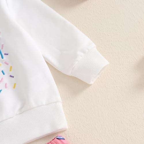SAYOO Birthday Girl Outfit: Embroidery Print Sweatshirt + Flared Pants