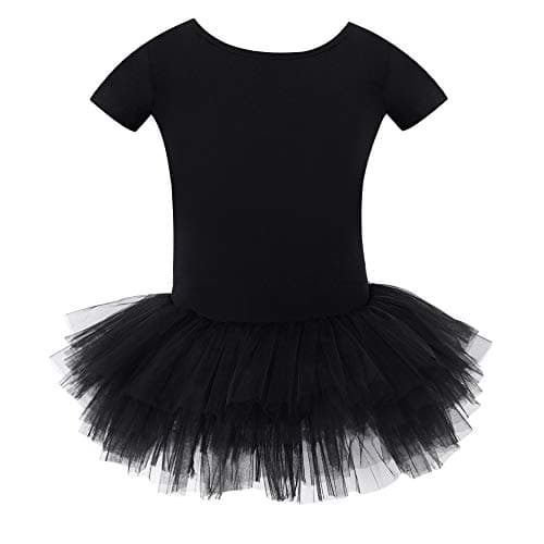 Bezioner Girls' Cotton Ballet Dance Tutu Leotard Short Sleeve