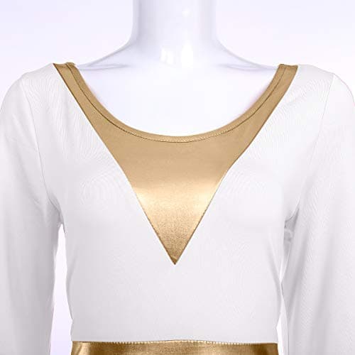 IMEKIS Women Metallic Color Block Liturgical Dance Dress