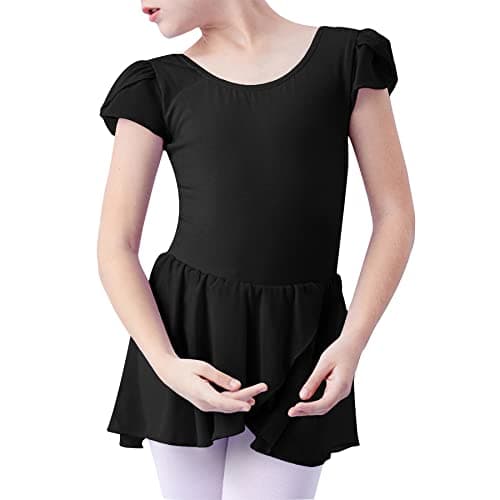 Zando Girls' Short Sleeve Gymnastics Leotards with Tulle Skirt