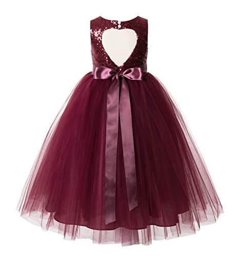 ekidsbridal Heart Cutout Sequin Flower Girl Dress