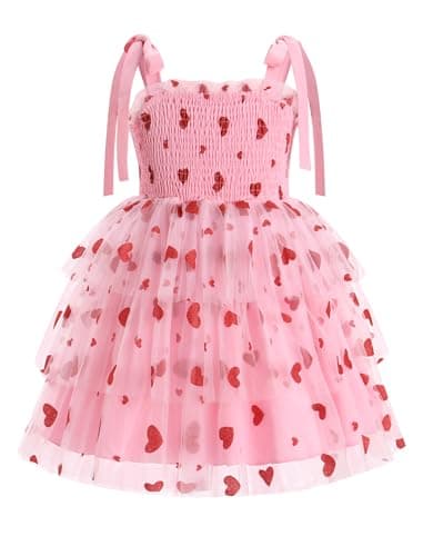 ODASDO Spaghetti Strap Smocked A-line Tutu Dress for Kids