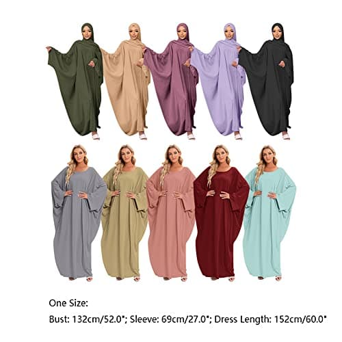 OBEEII Women's Islamic Abaya Dress with Hijab - Full Cover Maxi Robe