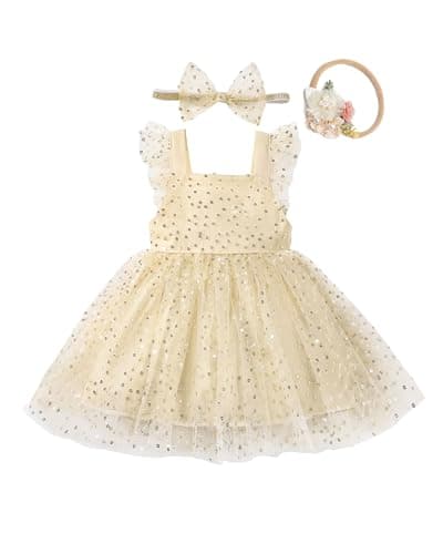 Renotemy Backless Bowknot Flower Dress for Toddler Girls Summer Party