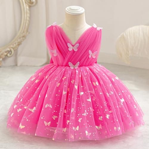 IDOPIP Shiny Butterfly Tutu Dress for Toddler Girls Birthday Parties