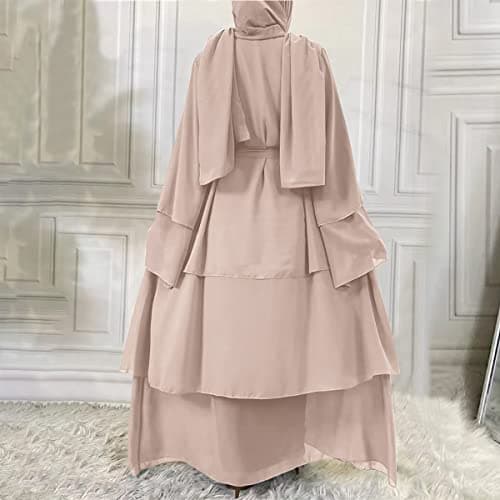 ODIZLI Women's Dubai Style Solid Color Cardigan Robe for Ramadan Modest Fashion