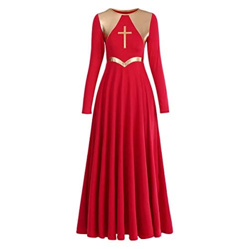 IBAKOM Women's Liturgical Praise Dance Dress Loose Fit Long Sleeve