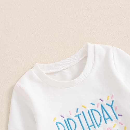 SAYOO Birthday Girl Outfit: Embroidery Print Sweatshirt + Flared Pants