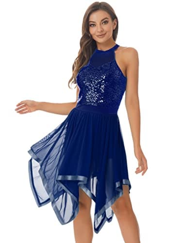 Women's Sleeveless Halter Neck Sequin Dance Costume