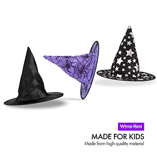 Big Mo's Toys Halloween Witch Hats for Kids – 10 Pack Varied Designs