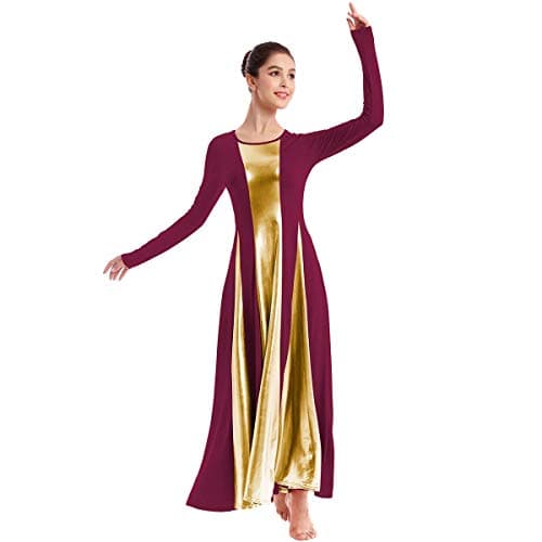 IBAKOM Women's Liturgical Praise Dance Dress Loose Fit Long Sleeve