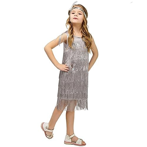 ODASDO 1920s Flapper Salsa Latin Dance Costume with Feather Headband