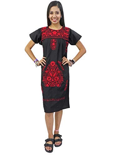 Leos Imports Hand Embroidered Mexican Dress Puebla