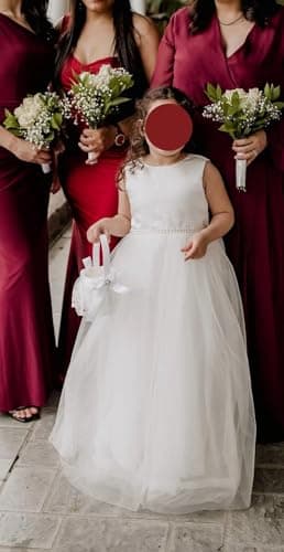 MCieloLuna Flower Girl Satin Tulle Princess Dress with Bow-Knot