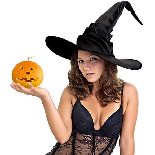 Women's Black Witch Hat Set for Halloween Cosplay Party