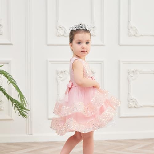Miipat Baby Girl Sequins Princess Wedding Dress 12M-4Y