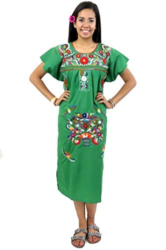Leos Imports Hand Embroidered Mexican Dress Puebla