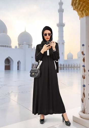 DAZCOS Women's Modest Abaya Dress with Hijab Long Sleeve Arabian Robe