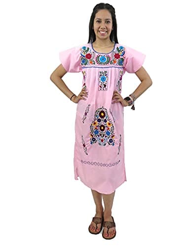 Leos Imports Hand Embroidered Mexican Dress Puebla
