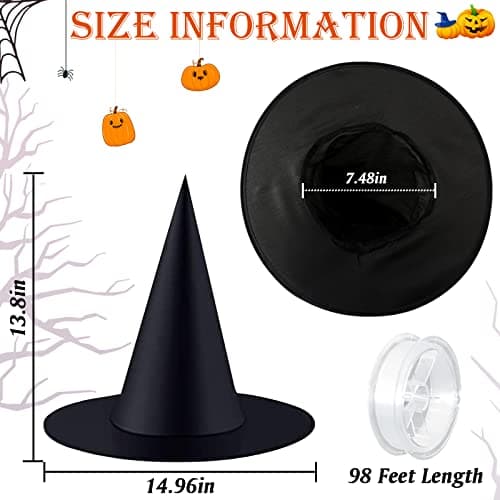 Black Witch Hats with Hanging Decorations for Halloween Party