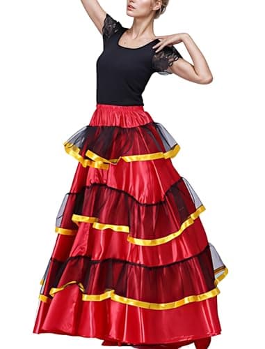 Spanish Folkloric Mexican Flamenco Bomba y Plena Twirling Skirt