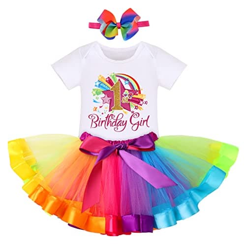 IBTOM CASTLE Watermelon 1st Birthday Rainbow Cake Smash Outfit for Baby Girls