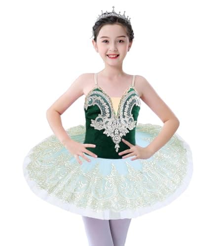 ORIDOOR Girl's Lace Sequin Tutu Skirted Leotard Ballet Costume