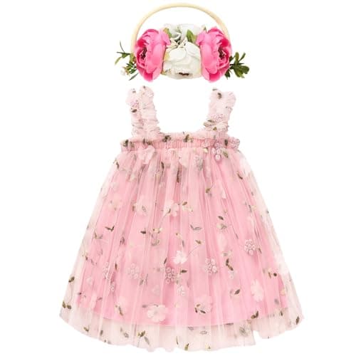 GRNSHTS Toddler Girl Floral Tutu Dress with Headband