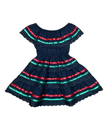 Unik Girl's Traditional Mexican Birthday, Christmas, Cinco de Mayo Cultural Dress Size 2-14