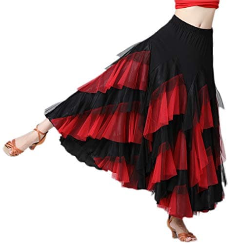 CISMARK Elegant Ballroom Latin Dance Party Swing Skirt for Women