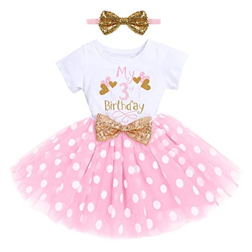 ODASDO Baby Girl 1st/2nd/3rd Birthday Princess Tulle Dress with Headband