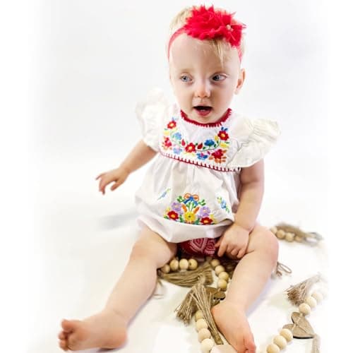 HINTINA Newborn Girl Embroidered Mexican Dress & Shorts Set