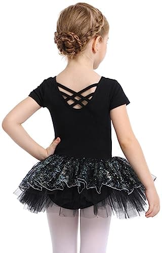 MdnMd Fly Short Sleeve Lace Dance Tutu for Toddler Girls