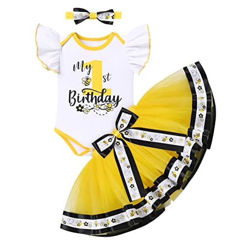 Baby Girl Unicorn Bee Theme Birthday Party Outfit