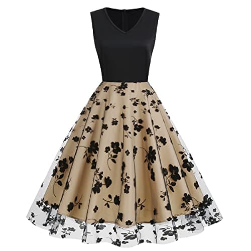 IWEMEK Women's Keyhole Floral Embroidery Cocktail Dress