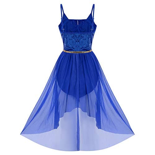 Shiny Sequins Spaghetti Strap High Low Dance Dress for Women