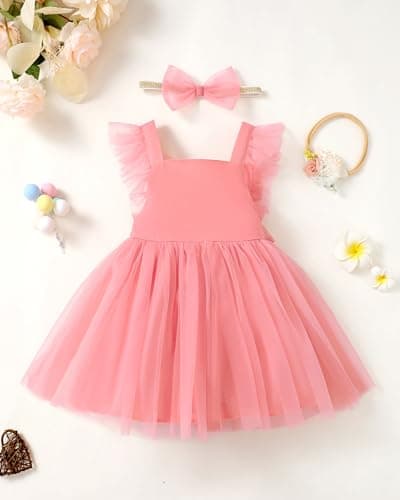 Renotemy Backless Bowknot Flower Dress for Toddler Girls Summer Party