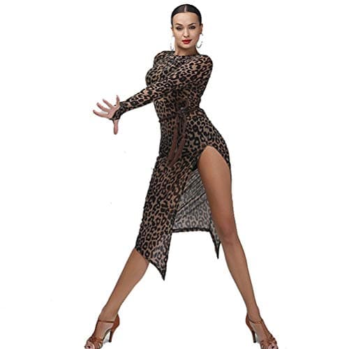 YILINFEIER Women's Leopard Print Tango Salsa Dance Costume