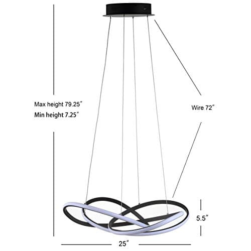 Jonathan Y JYL7219A Alexia 25" Black Dimmable Contemporary Pendant LED Dining Room Kitchen