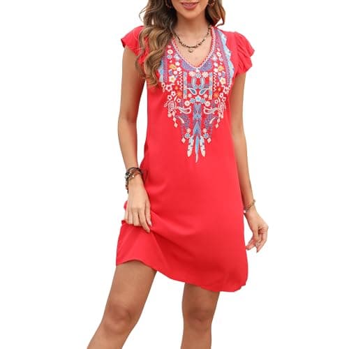 Slim Fit Women's Mexican Embroidered Fiesta Dress