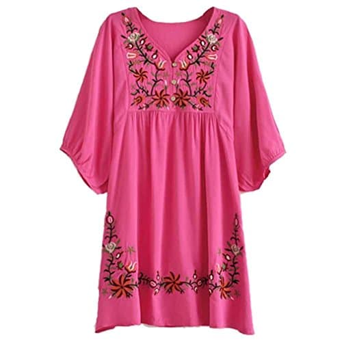 Kafeimali Summer V-Neck Mexican Embroidered Women's Dressy Tops