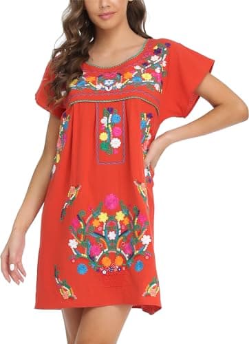 Mexican Embroidered Dress for Women