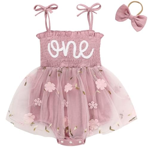TITKKOP Baby Girl 1st Birthday Tulle Romper Sleeveless Bodysuit Cake Smash Outfits